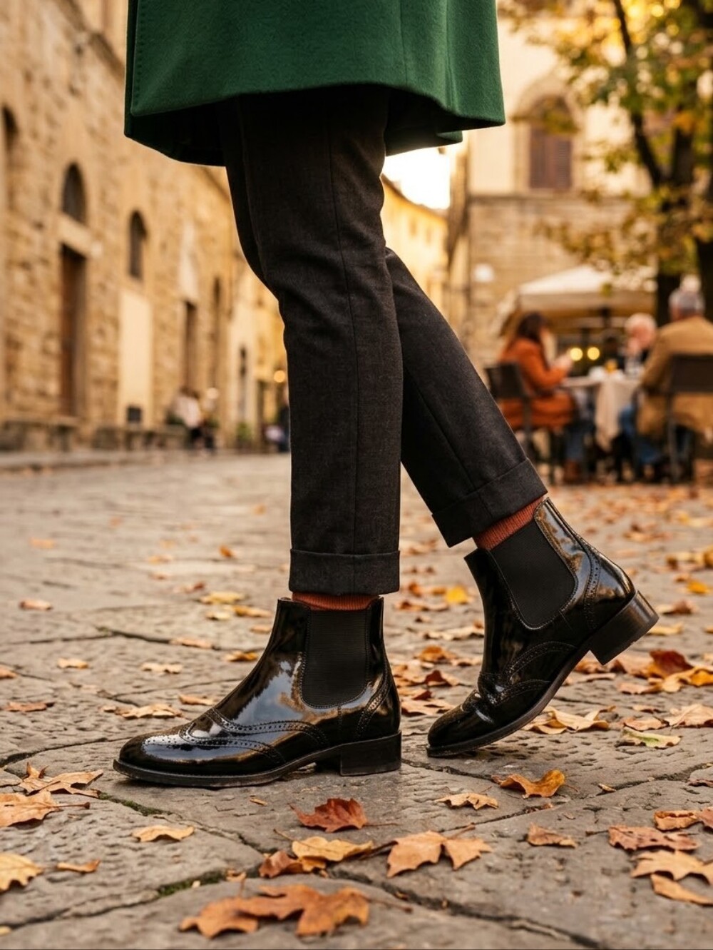 Carlo Pazolini Women's Size 7.5 (EU38) Black Patent Wingtip Chelsea Ankle Boots